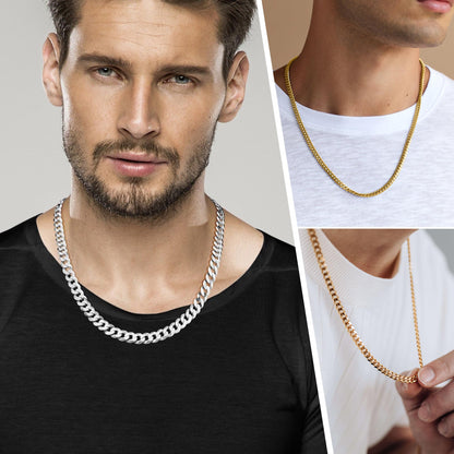 Weddinen Silver Chain for Men 3mm Necklace for Men Stainless Steel Cuban Link Chain for Mens Necklace Valentines Christmas Stocking Stuffers Jewelry Gifts for Boyfriend 20inch 🍁 All In One Marketplace Canada