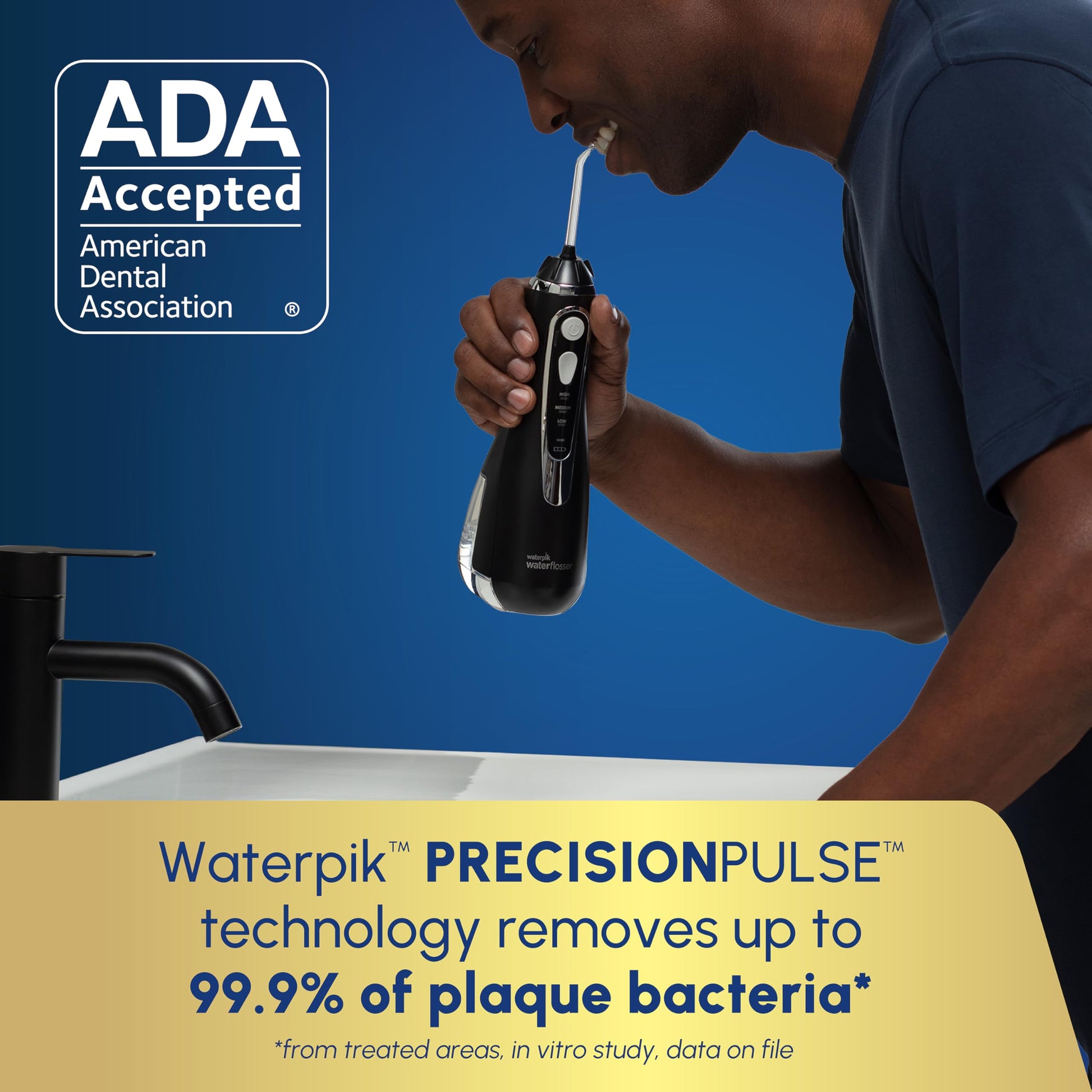 Waterpik Cordless Advanced 2.0 Water Flosser for Teeth, Gums, Braces, Dental Care with Travel Bag & 4 Tips, CDA Validated, Waterproof Rechargeable Handheld, Black (1 Count) Packaging May Vary - Available at All In One Marketplace Canada