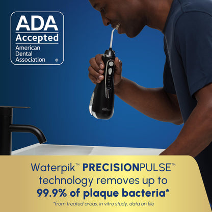 Waterpik Cordless Advanced 2.0 Water Flosser for Teeth, Gums, Braces, Dental Care with Travel Bag & 4 Tips, CDA Validated, Waterproof Rechargeable Handheld, Black (1 Count) Packaging May Vary - Available at All In One Marketplace Canada