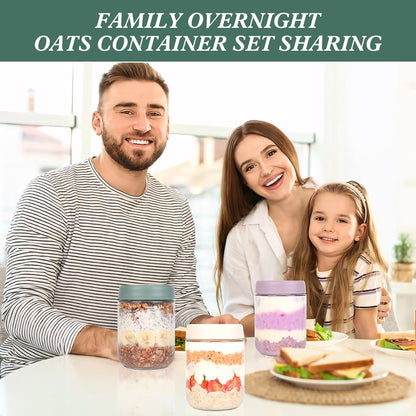 Xileanalee Overnight Oats Containers with Lids 6 Pack-16 Oz Mason Jar with Lids-Overnight Oats Jars Glass Food Storage Containers for Chia Seed Pudding Salad Cereal Coffee Spices - Available at All In One Marketplace Canada