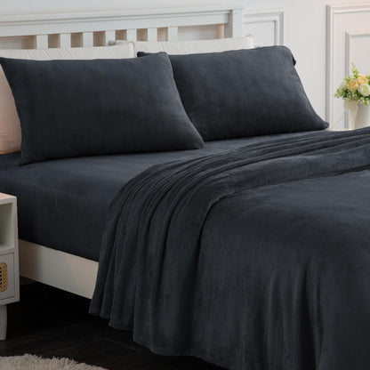 Softan Fleece Sheets, Soft as Flannel, Queen, Dark Grey 🍁 All In One Marketplace Canada