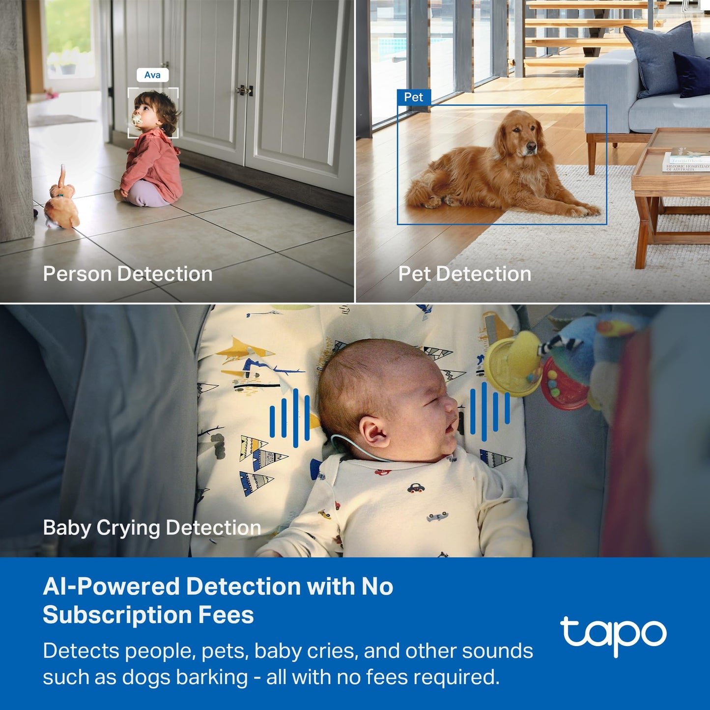 Tapo 4K 8MP Pan/Tilt Indoor Security Camera for Baby Monitor, No Monthly Fee, Pet Camera w/Motion Detect and Track, SD/Cloud Storage, Works w/Alexa, Google, and Samsung (Tapo C260)