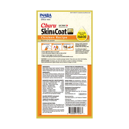 INABA Churu Skin & Coat Lickable Cat Treats, Chicken, 24ct