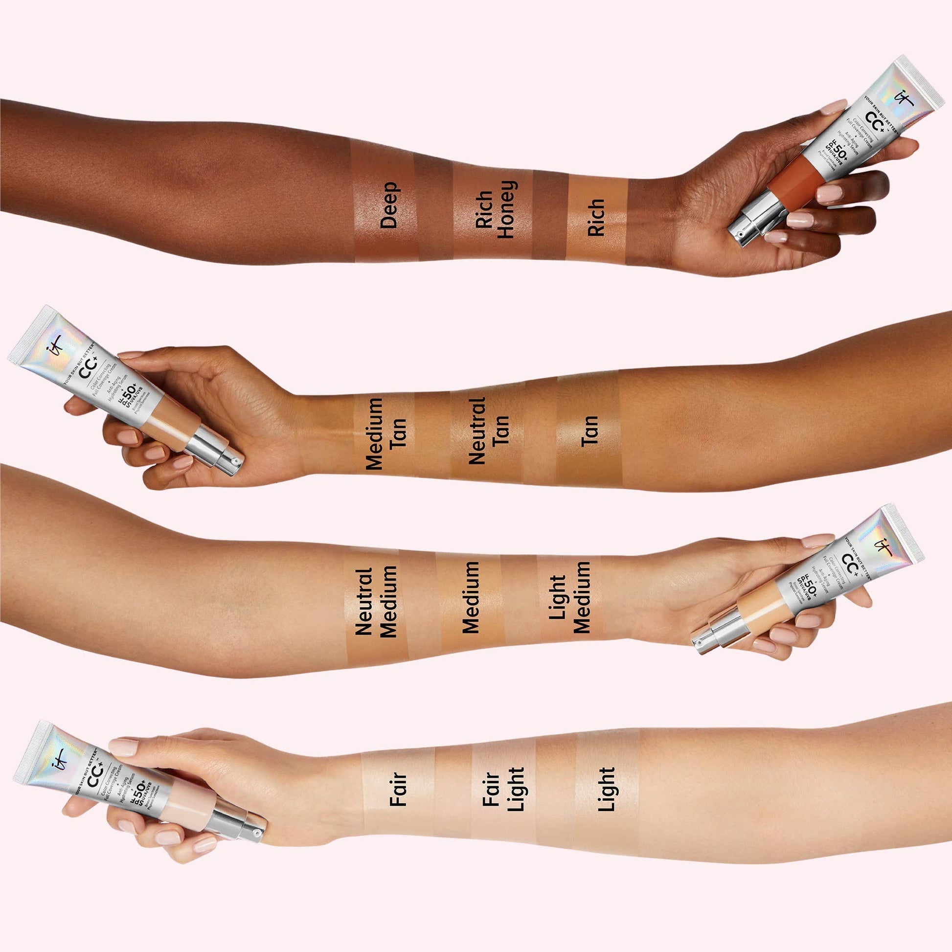 IT Cosmetics Your Skin But Better CC+ Cream, Medium Tan (W) - Color Correcting Cream, Full-Coverage Foundation, Anti-Aging Serum & SPF 50+ Sunscreen - Natural Finish - 1.08 fl oz IT Cosmetics