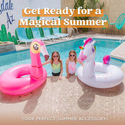 JOYIN 2-Pack Flamingo Unicorn Pool Float - Fun Beach Floaties, Inflatable Swimming Pool Tubes Party Toys, Lake Beach Floaty Swim Rings Summer Pool Raft Lounger for Adults & Kids - Available at All In One Marketplace Canada