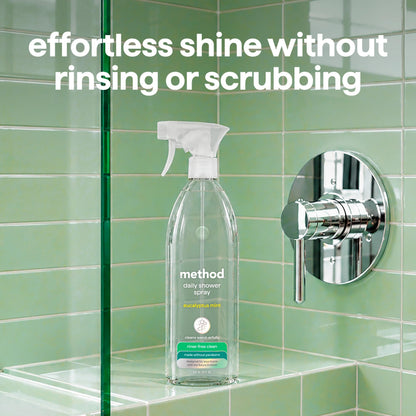 Method Daily Shower Cleaner Spray, Plant-Based & Biodegradable Formula, Spray and Walk Away - No Scrubbing Necessary, Eucalyptus Mint Scent, 828 ml Spray Bottles, 8 Pack, Packaging May Vary