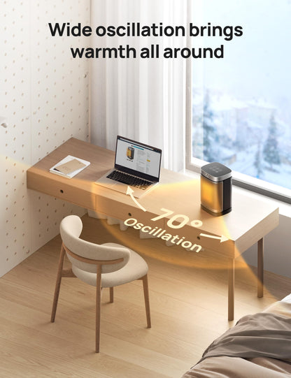 DREO Space Heaters for Indoor Use, 1500W Electric Heater for Bedroom Home Office, Safe PTC Ceramic Heater with Thermostat, Portable Heaters with Remote, 70°Oscillation, 12H Timer, 5 Modes DREO