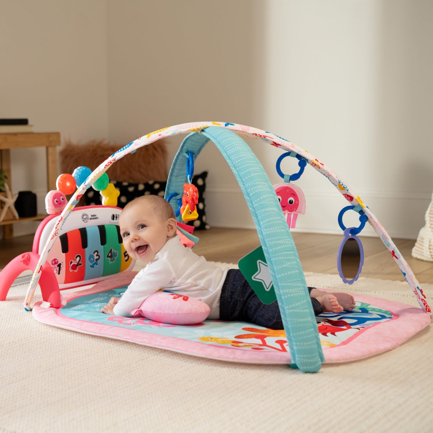 Baby Einstein Ocean Explorers 4-in-1 Kickin’ Tunes Jellyfish Jamboree Music & Language Discovery Gym, Pink, Ages 0 Months and Up 🍁 All In One Marketplace Canada