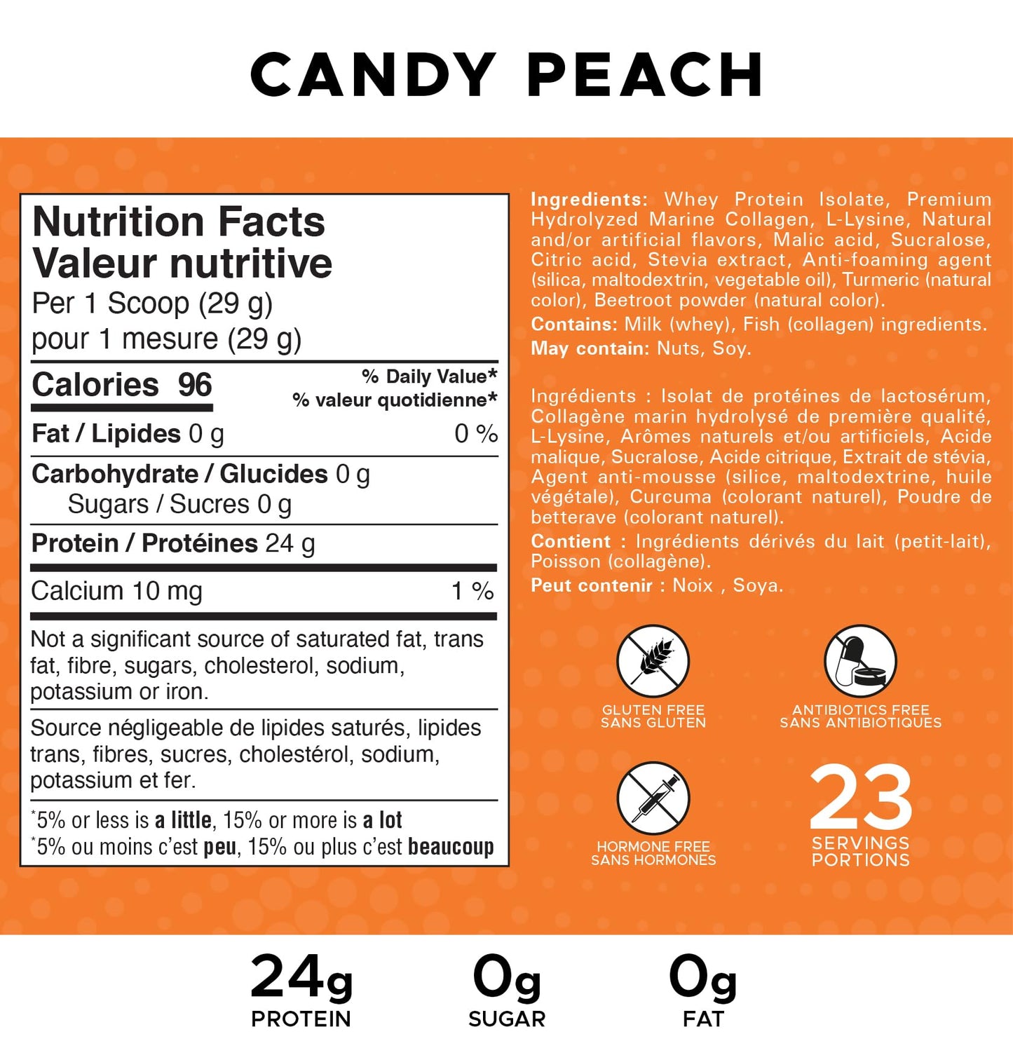 Revolution Nutrition Splash Clear Isolate Protein Powder – 100% Clear Whey, Candy Peach Flavor, 24g Protein Per Serving, Zero Sugar & Zero Carb, 667g (23 Servings)