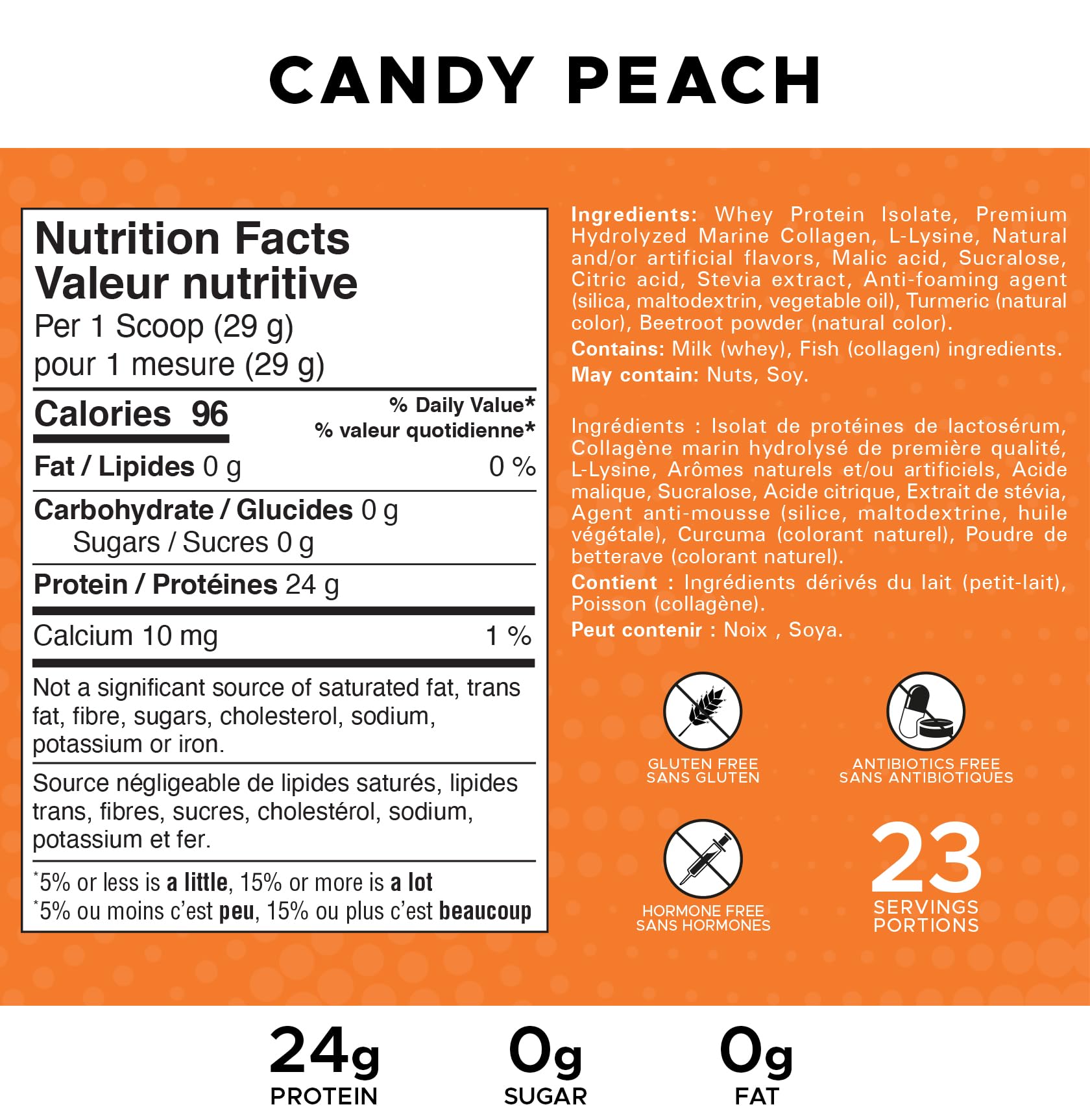 Revolution Nutrition Splash Clear Isolate Protein Powder – 100% Clear Whey, Candy Peach Flavor, 24g Protein Per Serving, Zero Sugar & Zero Carb, 667g (23 Servings)