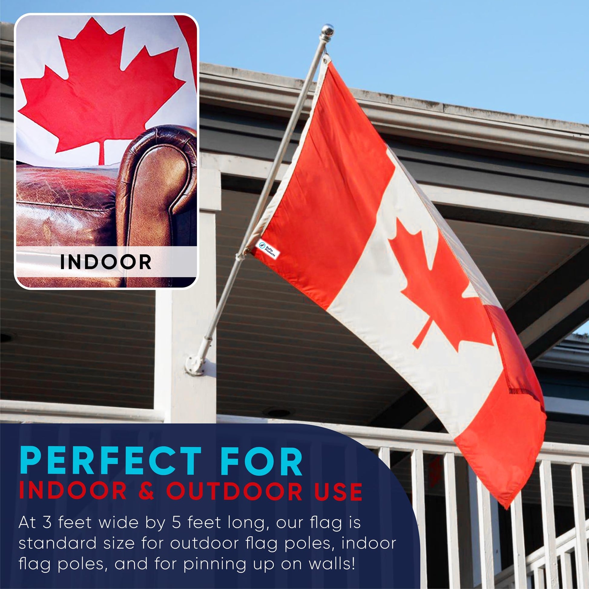 ByFloProducts Premium Canada Flag - Canadian Flags 3x5 Feet Outdoor Heavy Duty - Durable Nylon, Embroidered Maple Leaf, Quadruple Stitched, Vivid Colors - Available at All In One Marketplace Canada