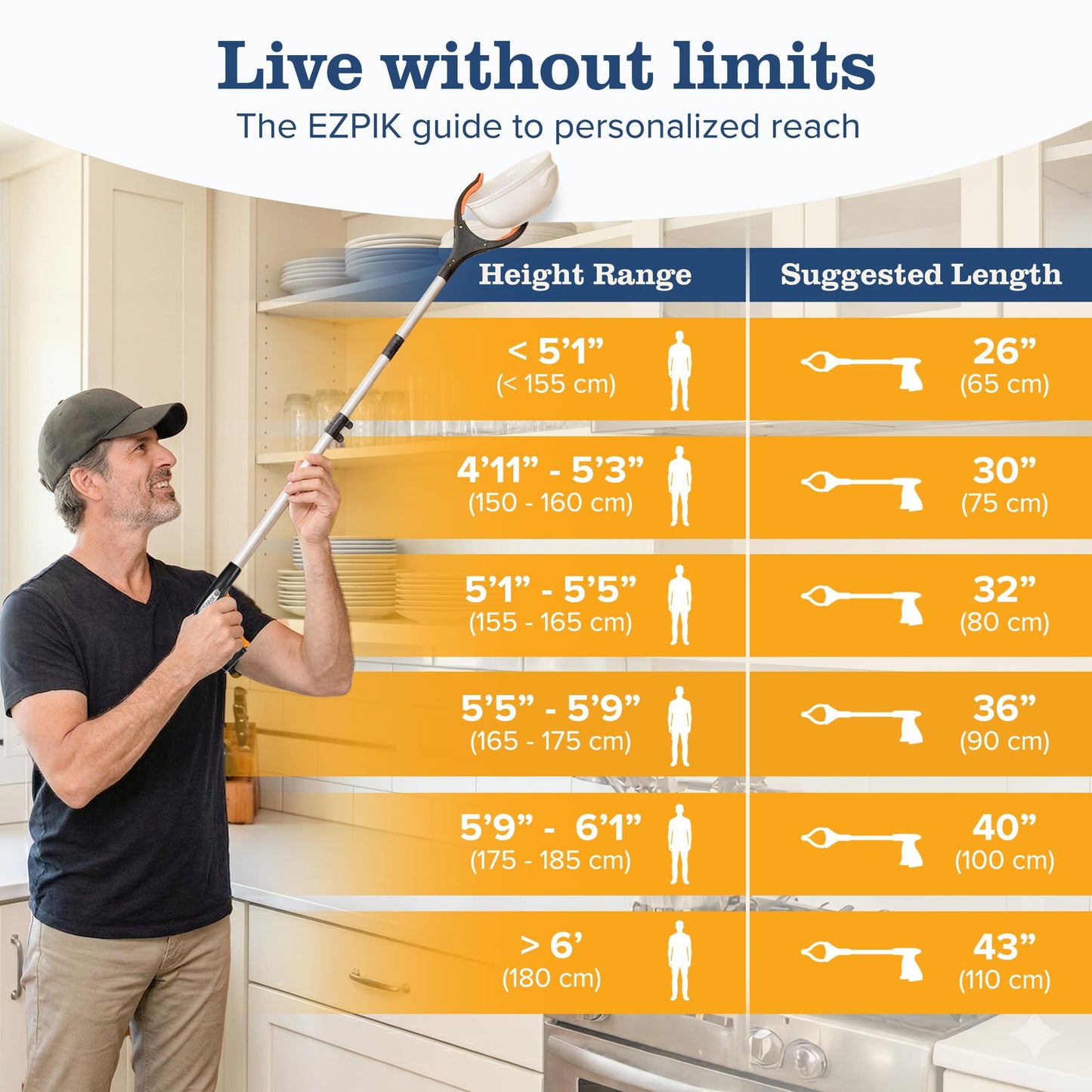 EZPIK® PRO 36" Long Reach Grabber Tool for Elderly - 90 cm Folding Magnetic Pick Up Stick - Grabber Stick for Disabled with Rotating Head - Available at All In One Marketplace Canada