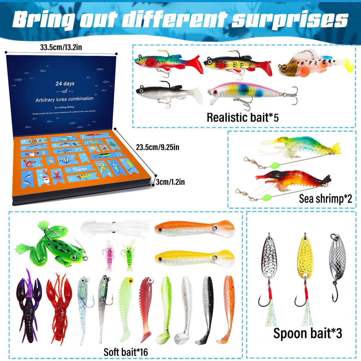 Fishing Advent Calendar 2026 for Men Adult Teen - 24 Days Christmas Countdown Fishing Premium Lures Set,Christmas Advent Calendar Gift for Fishermen Father Grandpa Brothers Boyfriend 🍁 All In One Marketplace Canada