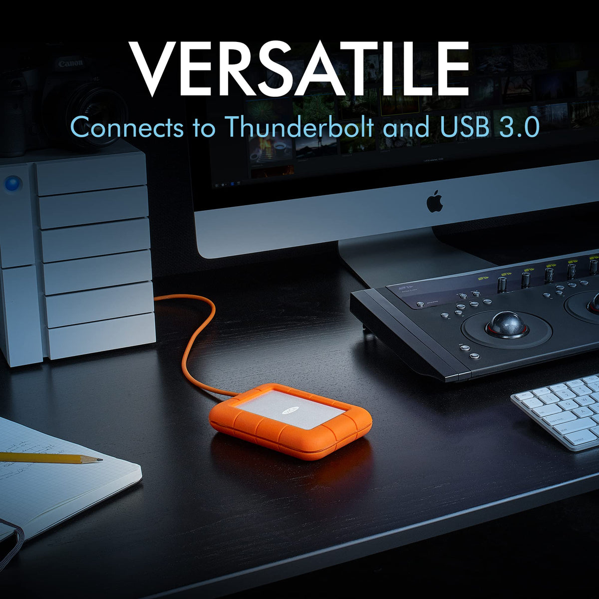 LaCie Rugged USB-C 4TB External Hard Drive Portable HDD – USB 3.0, Drop Shock Dust Rain Resistant Shuttle Drive, for Mac and PC Computer Desktop Workstation Laptop, 1 Month Adobe CC (STFR4000800)