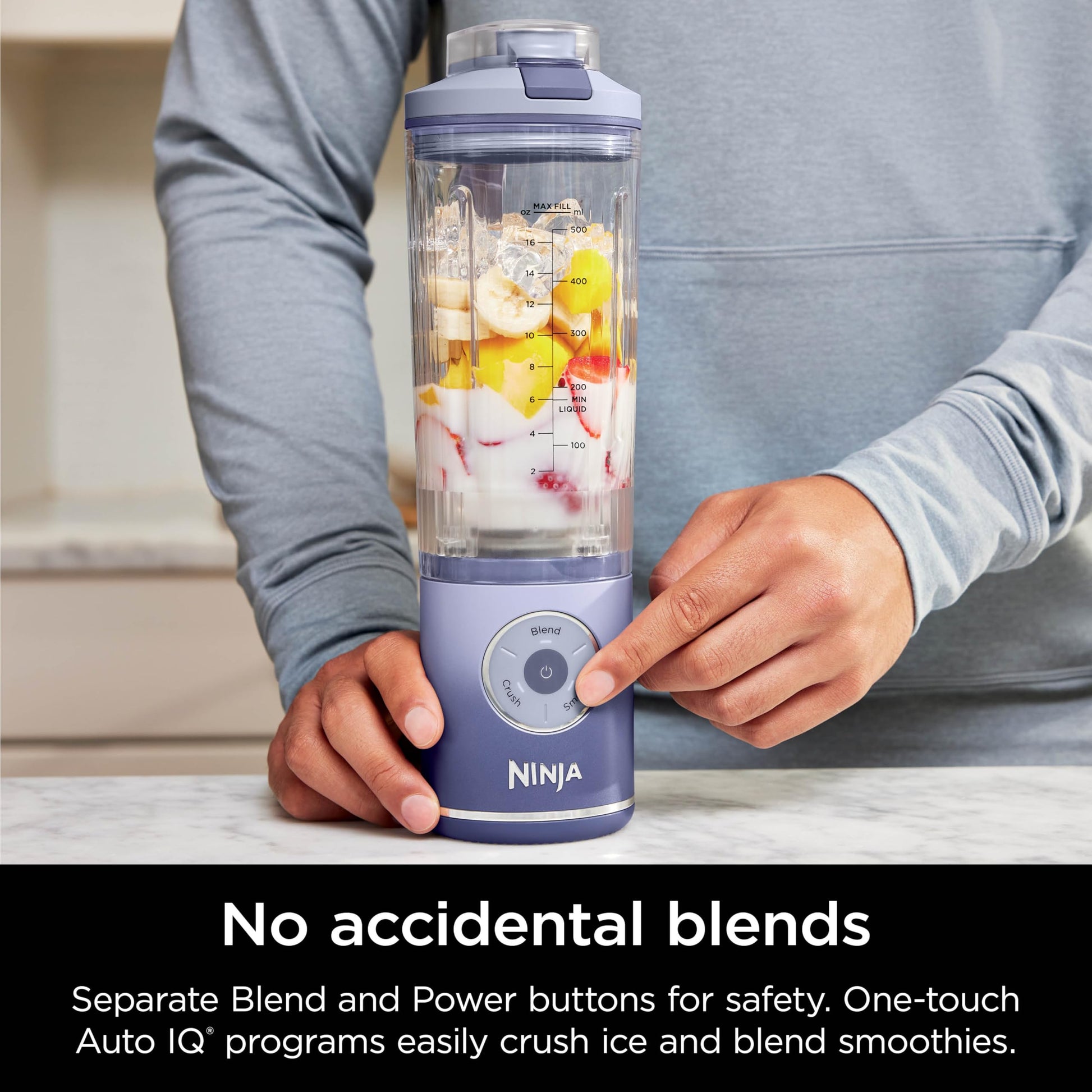 Ninja Blender, Blast Max, Cordless, Personal Blender for Smoothies, Frozen Drinks, Ice Crush, 22 oz. Removable Vessel, Leakproof Lid, BPA-Free, Dishwasher Safe, Auto-iQ Technology, Lavender, BC251CLD - Available at All In One Marketplace Canada