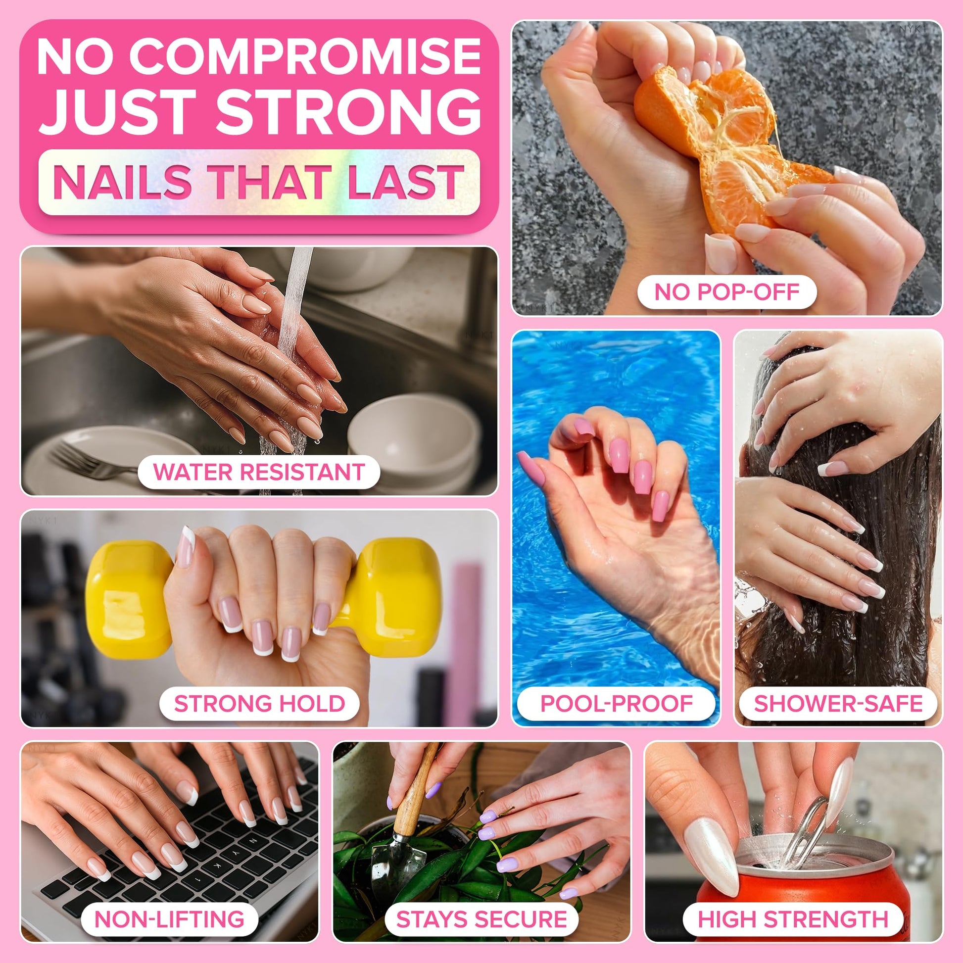 NYK1 Super Strong Nail Glue For Press On Nails, Nail Tips And Acrylic Nails (8ml) Nail Bond Brush On Nail Glue For Acrylics Glue On Nails And Fake Nails With Glue Brush for Stick On Nails Tips - Available at All In One Marketplace Canada