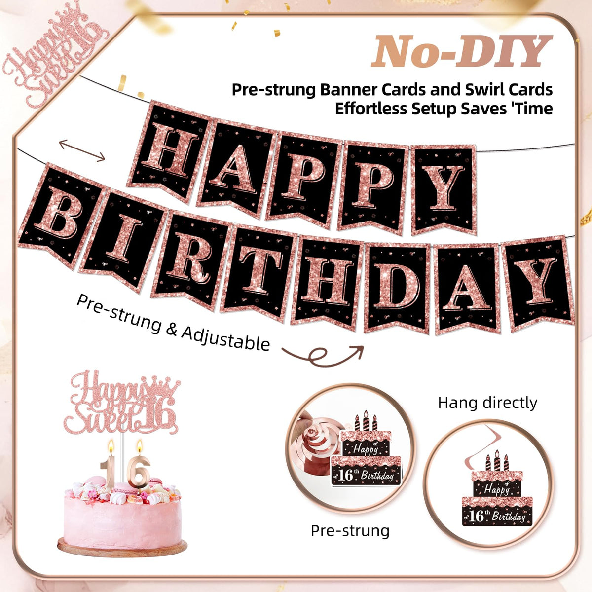50Pcs Sweet 16 Birthday Party Decorations for Girls,Pre-Assembled Party Set 🍁 All In One Marketplace Canada