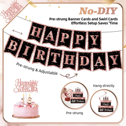 50Pcs Sweet 16 Birthday Party Decorations for Girls,Pre-Assembled Party Set 🍁 All In One Marketplace Canada