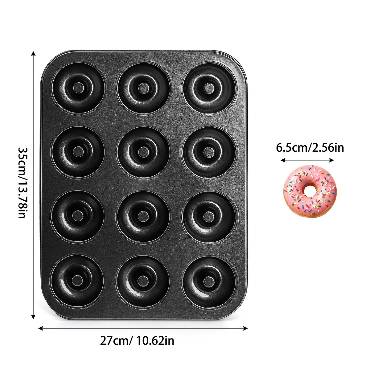 Lawei Pack of 2 Donuts Baking Mould with 24 Cavities Doughnut Mould with Non-Stick Coating, High-Quality Doughnut Baking Mould for Doughnut, Cake, Dessert, Black 🍁 All In One Marketplace Canada