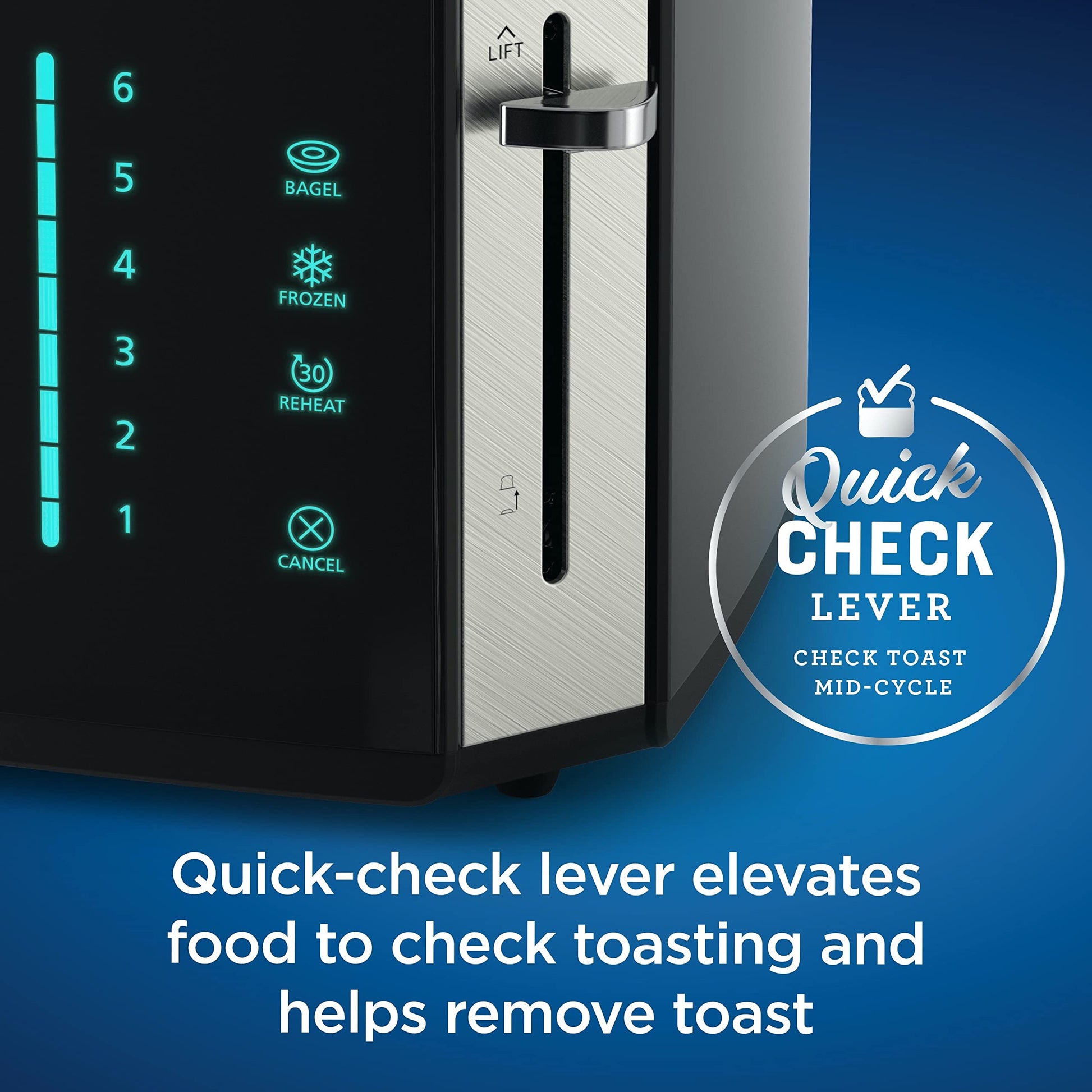 Oster 4-Slice Toaster, Touch Screen with 6 Shade Settings and Digital Timer, Black/Stainless Steel - Available at All In One Marketplace Canada