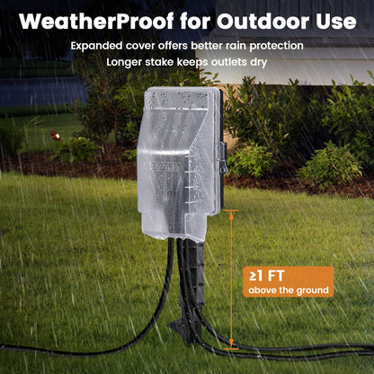 SURAIELEC Outdoor Power Stake, Dusk to Dawn Timer, 15FT Extension Cord 🍁 All In One Marketplace Canada