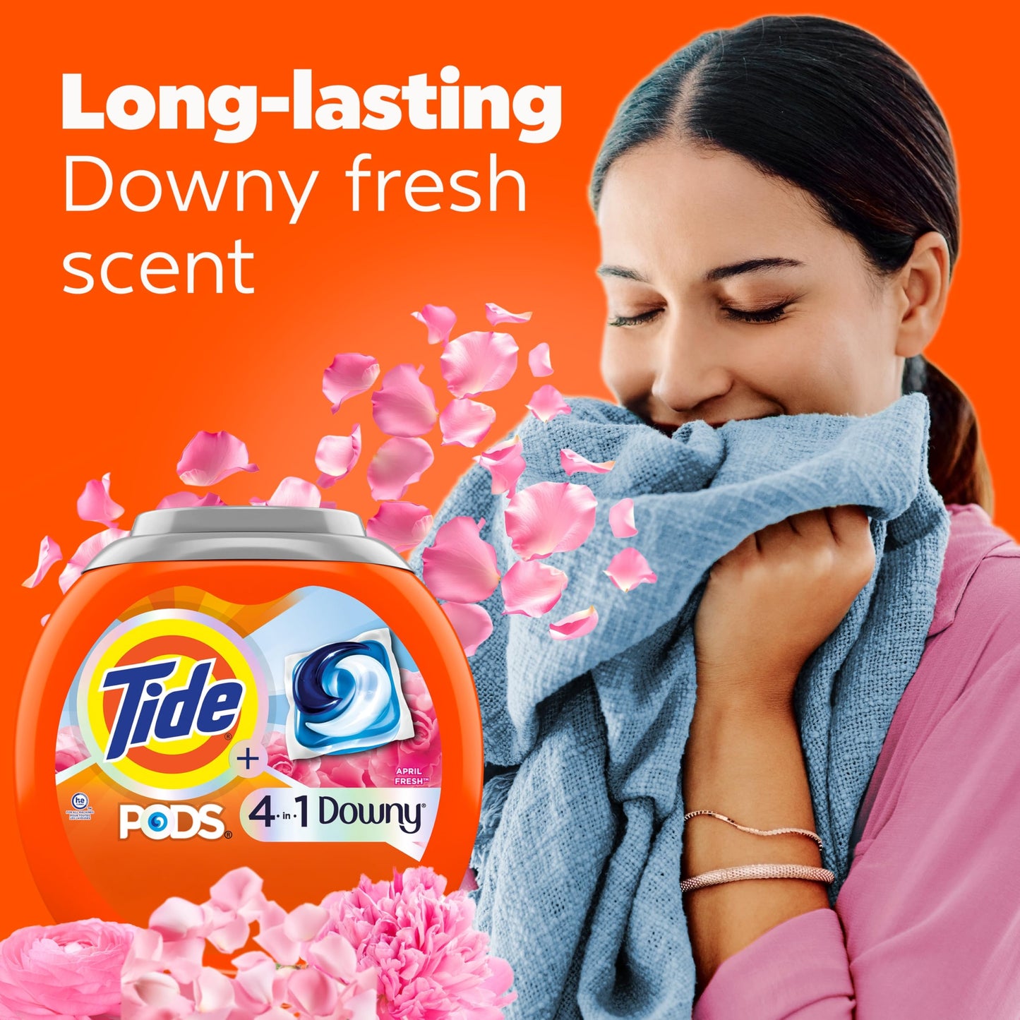 Tide PODS Laundry Detergent soap with a touch of Downy 4-in-1 Detergent, Stain Remover, Freshness, Softness, Fabric Protecter, HE compatible, 57 Count Tide