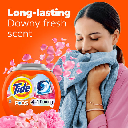 Tide PODS Laundry Detergent soap with a touch of Downy 4-in-1 Detergent, Stain Remover, Freshness, Softness, Fabric Protecter, HE compatible, 57 Count Tide