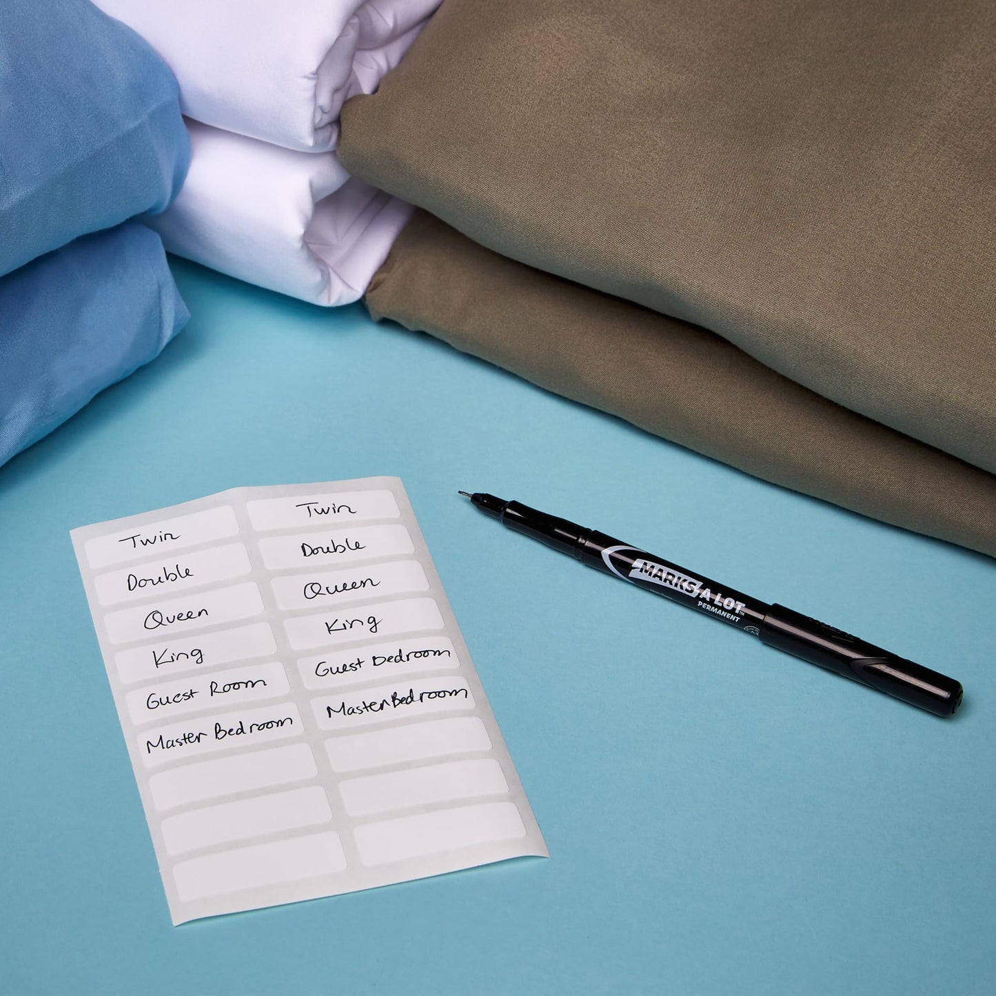 AVERY No Iron Clothing Labels, Washer & Dryer Safe, Writable Fabric Labels, 54 Labels, 1 Pack (40720), White, 1/2"x1-3/4" Avery