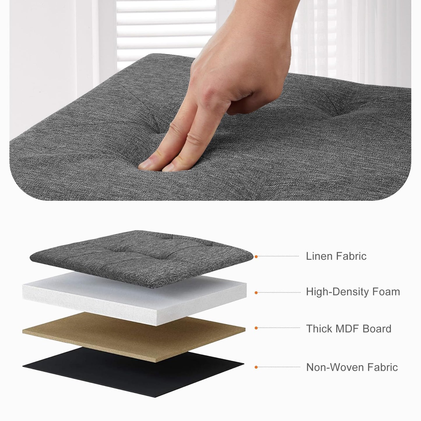 Sweetcrispy Folding Storage Ottoman Bench, Light Grey, Entryway Bench for Living Room, Ottomans with Storage for Bedroom, Heavy Duty 660 lbs Load Capacity, Linen Footrest Seat Sweetcrispy