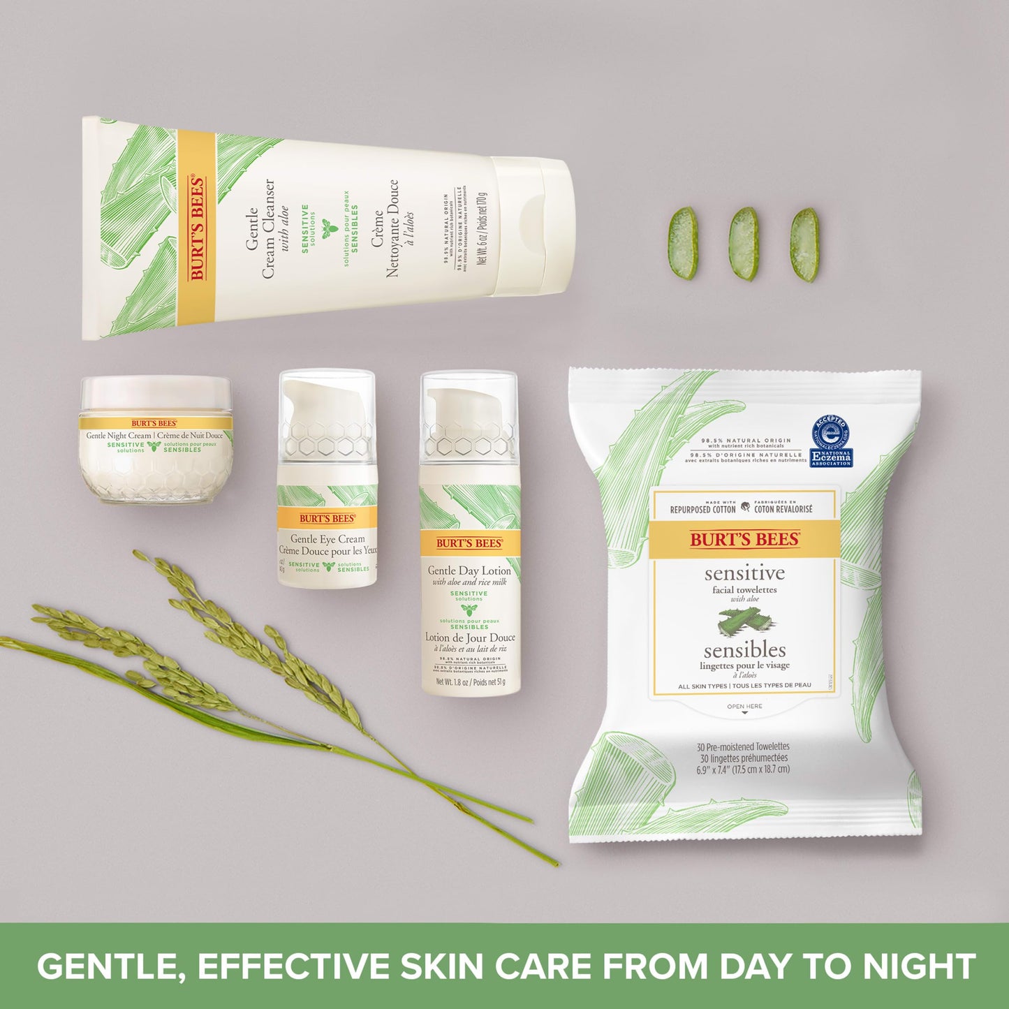 Burt's Bees Sensitive Hydrating Gentle Daily Face Cream Moisturizer Face Lotion for Sensitive Skin with Aloe and Rice Milk, , Mother's Day Gift, 98.9% Natural Origin, Developed with Dermatologists, 51g Burt's Bees