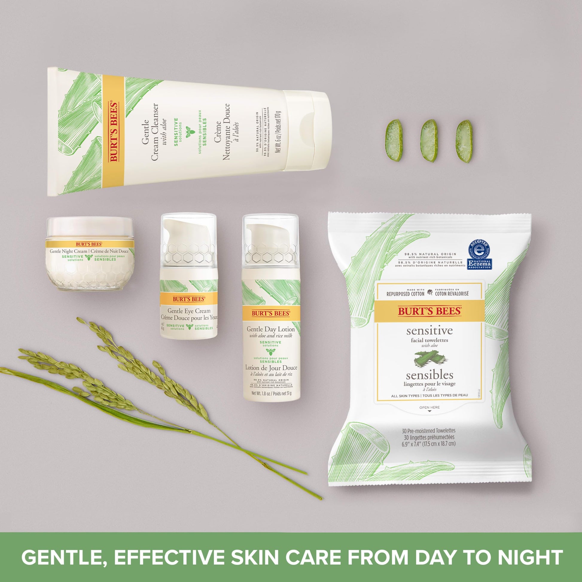 Burt's Bees Sensitive Hydrating Gentle Daily Face Cream Moisturizer Face Lotion for Sensitive Skin with Aloe and Rice Milk, , Mother's Day Gift, 98.9% Natural Origin, Developed with Dermatologists, 51g Burt's Bees