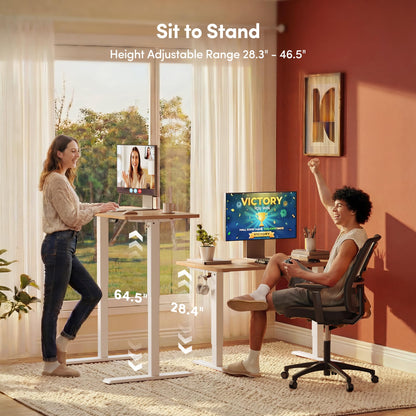 FEZIBO Standing Desk 47 x 24 Inch, Height Adjustable Desk with Memory Buttons, Electric Sit Stand Desk with 7th Gen Lift System, Home Office Table with Splice Board (Maple) - Available at All In One Marketplace Canada