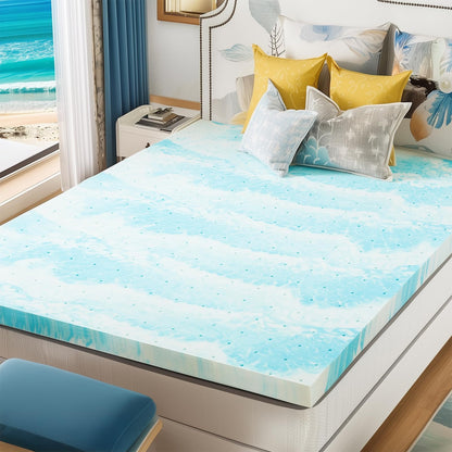 Sweetcrispy 3 Inch Twin Memory Foam Mattress Topper, Blue Sweetcrispy