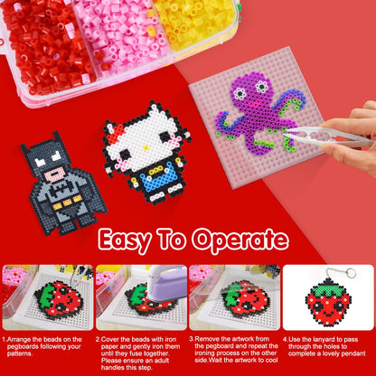 Fuse Beads Kit for Kids: 10000PC Melty Beads Set, 5MM Iron Melting Beads Craft Kit with 8 Pegboards,5 Ironing Paper and Accessories, Arts and Crafts Set Toys Gifts for Boys Girls Christmas Birthday 🍁 All In One Marketplace Canada