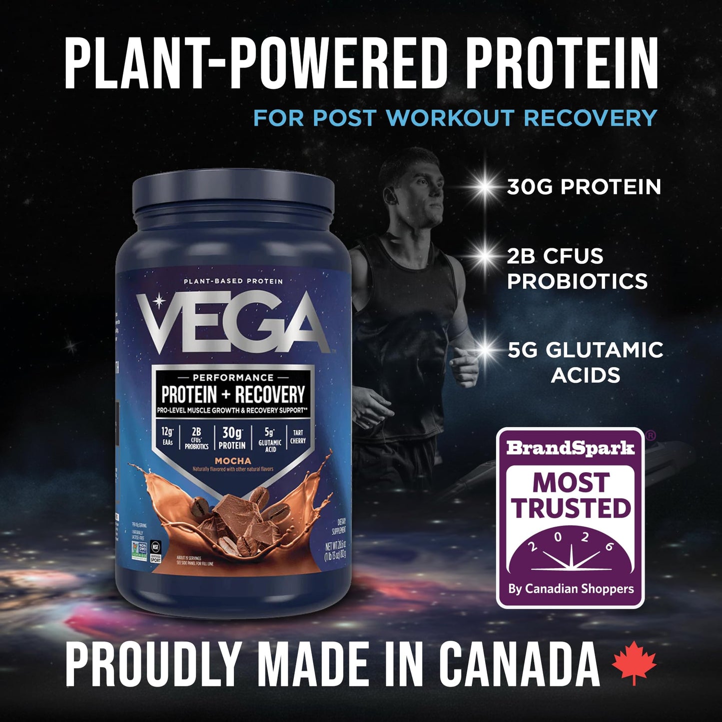 Vega Protein + Recovery, Mocha – 30g Vegan Protein, Dairy & Gluten Free, Probiotics, NSF Certified, 812 g (19 Servings) 🍁 All In One Marketplace Canada