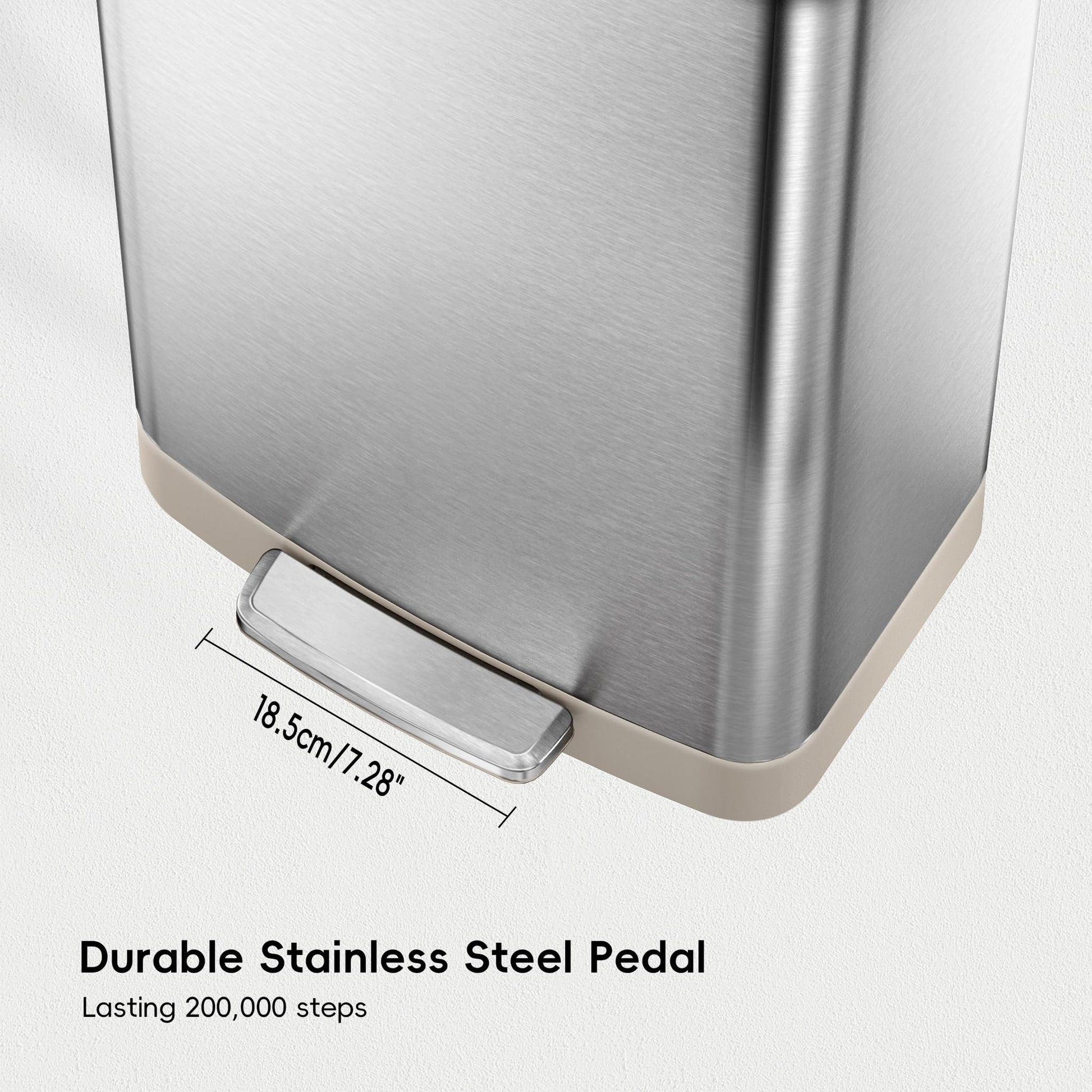 EKO Hudson Matte Stainless 75 Liter/20 Gallon Step Trash Can with Rear Trash Bag Storage Compartment EKO
