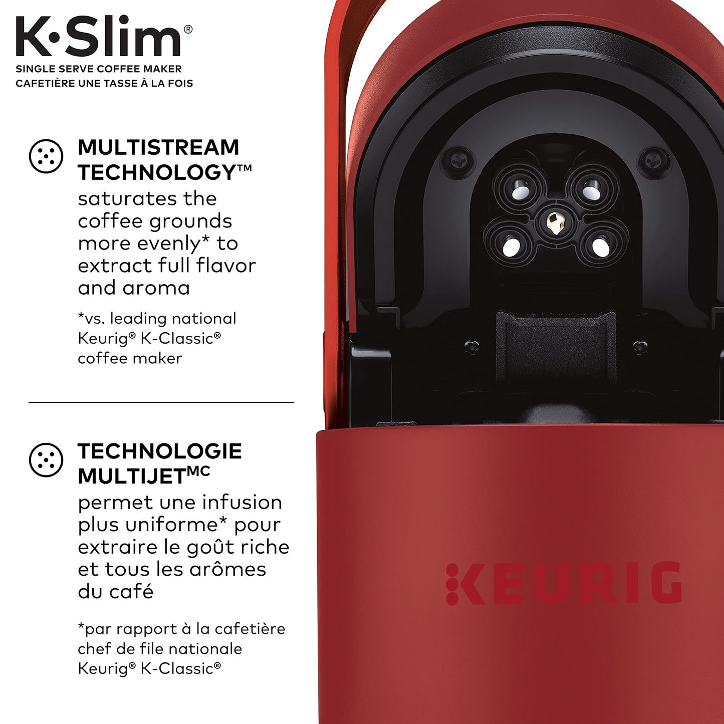 Keurig K-Slim Single Serve K-Cup Pod Coffee Maker, Featuring Simple Push Button Controls And MultiStream Technology, Scarlet Red 🍁 All In One Marketplace Canada