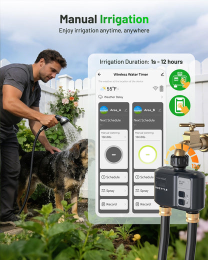[All-New 2027] 1700FT WiFi Sprinkler Timer 2 Zone, Unistyle Smart Hose Timers Compatible Alexa & Google Voice and App Control, Water Timer for Garden Hose with Auto & Manual Modes for Garden Lawn - Available at All In One Marketplace Canada