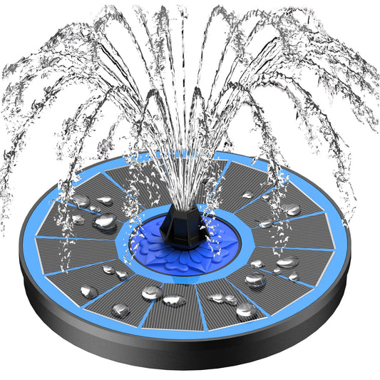 SZMP Solar Fountain Upgrade, 3.5W Solar Powered Bird Bath Fountains with Flower, Outdoor Water Feature Solar Fountain Pump with 7-in-1 Nozzles, 4 Fixed Pipes for Humingbirds, Birdbath, and Garden