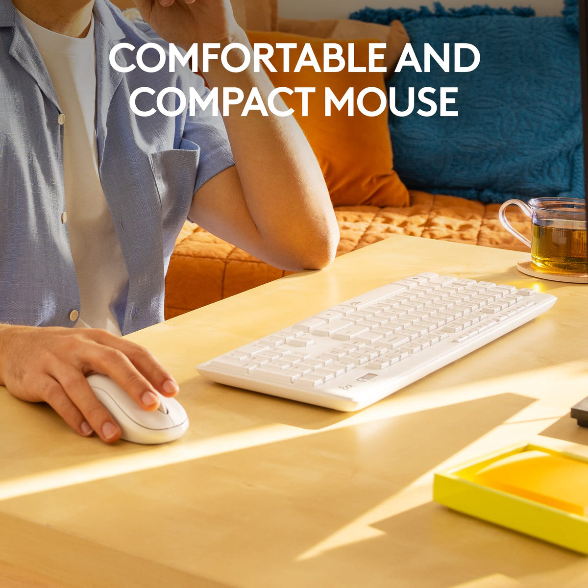 Logitech MK295 Full Size Silent Wireless Keyboard Mouse Combo - Off White