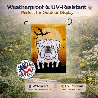 Drapeau de jardin Caroline's Treasures BB1778GF Halloween Bouledogue anglais blanc, petit, multicolore