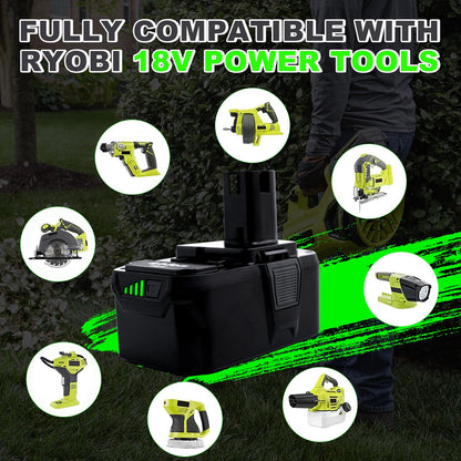 2 Packs 18V Battery Replacement for Ryobi 18V Lithium-Ion Battery, Compatible with Ryobi 18 Volt Batteries Cordless Power Tools - Available at All In One Marketplace Canada