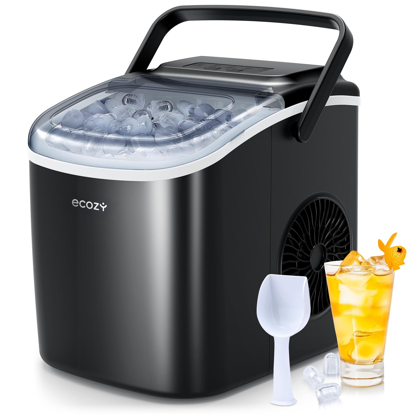 ecozy Portable Ice Maker Countertop, 26 lbs in 24 Hours Ice Machine ecozy