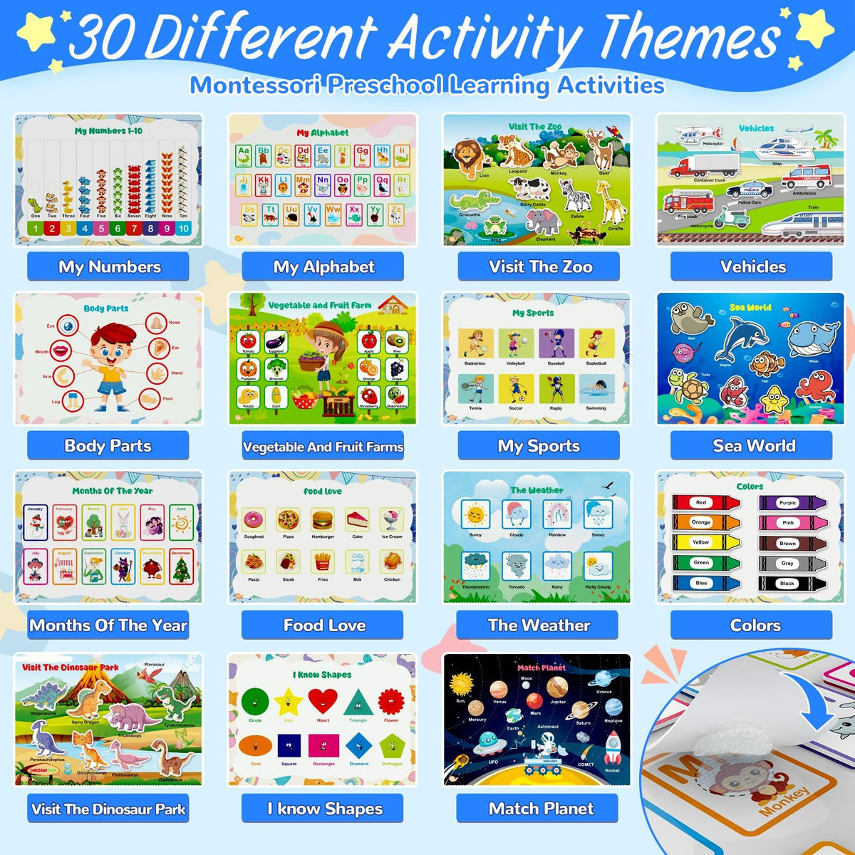 Busy Book for Toddlers 3+, Preschool Learning Activities with 30 Themes Prek Preschool Workbooks, Montessori Educational Learning Toys Activity Books for Christmas Birthdays Gifts Boys Girls 🍁 All In One Marketplace Canada