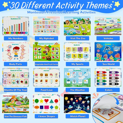 Busy Book for Toddlers 3+, Preschool Learning Activities with 30 Themes Prek Preschool Workbooks, Montessori Educational Learning Toys Activity Books for Christmas Birthdays Gifts Boys Girls 🍁 All In One Marketplace Canada
