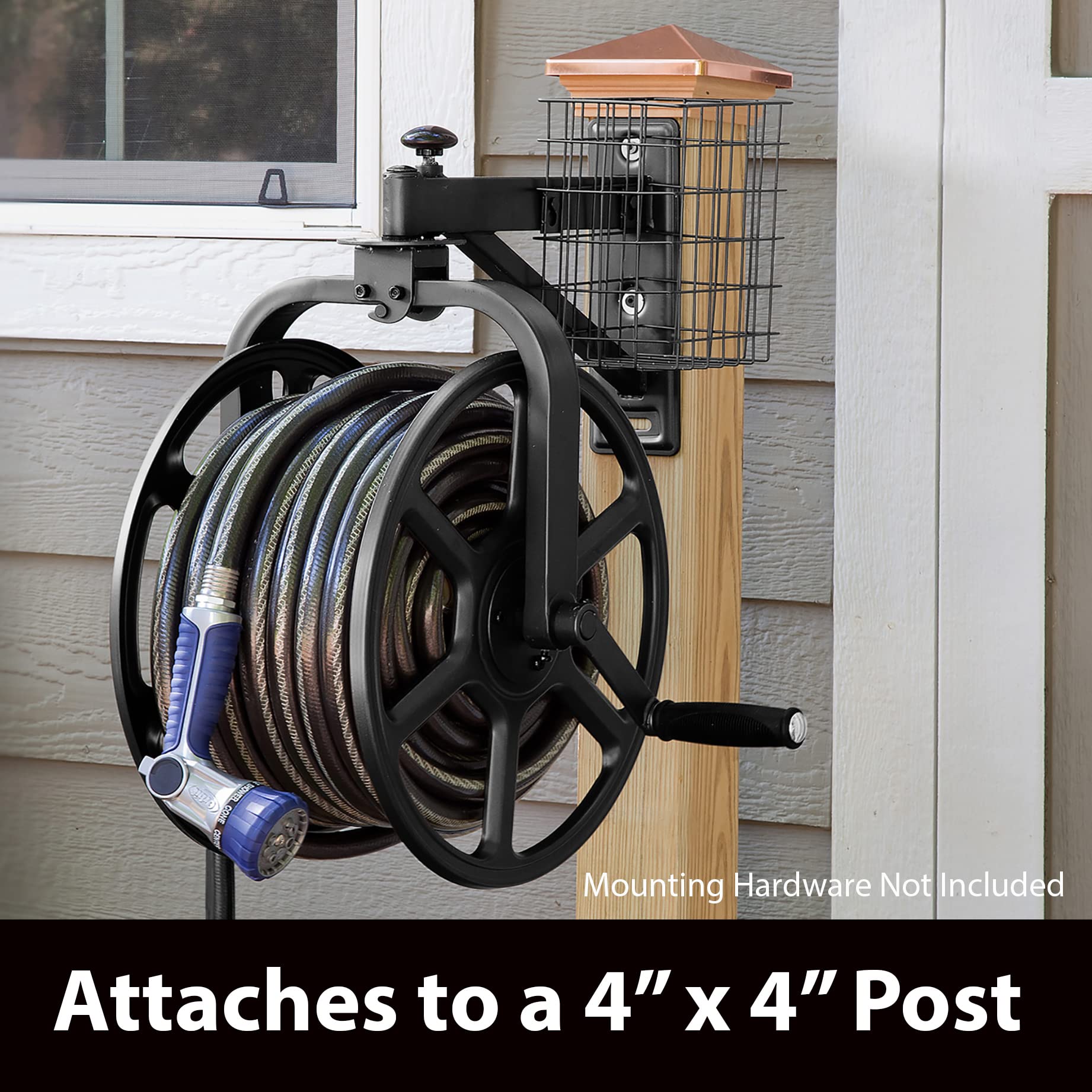 Liberty Garden 712-B Single Arm Navigator Multi-Directional Garden Hose Reel, Holds 125-Feet of, 5/8-Inch, Black, Height: 22.00", Width: 20.25", Depth: 18.6", Weight: 12.50 lbs Liberty Garden
