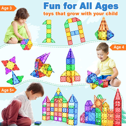 Magnetic Tiles Building Blocks 102pcs Advanced Set STEM Toys for 3+ Year Old Boys and Girls Montessori Toys Toddler Kids Activities Games Christmas New Year Gifts 🍁 All In One Marketplace Canada