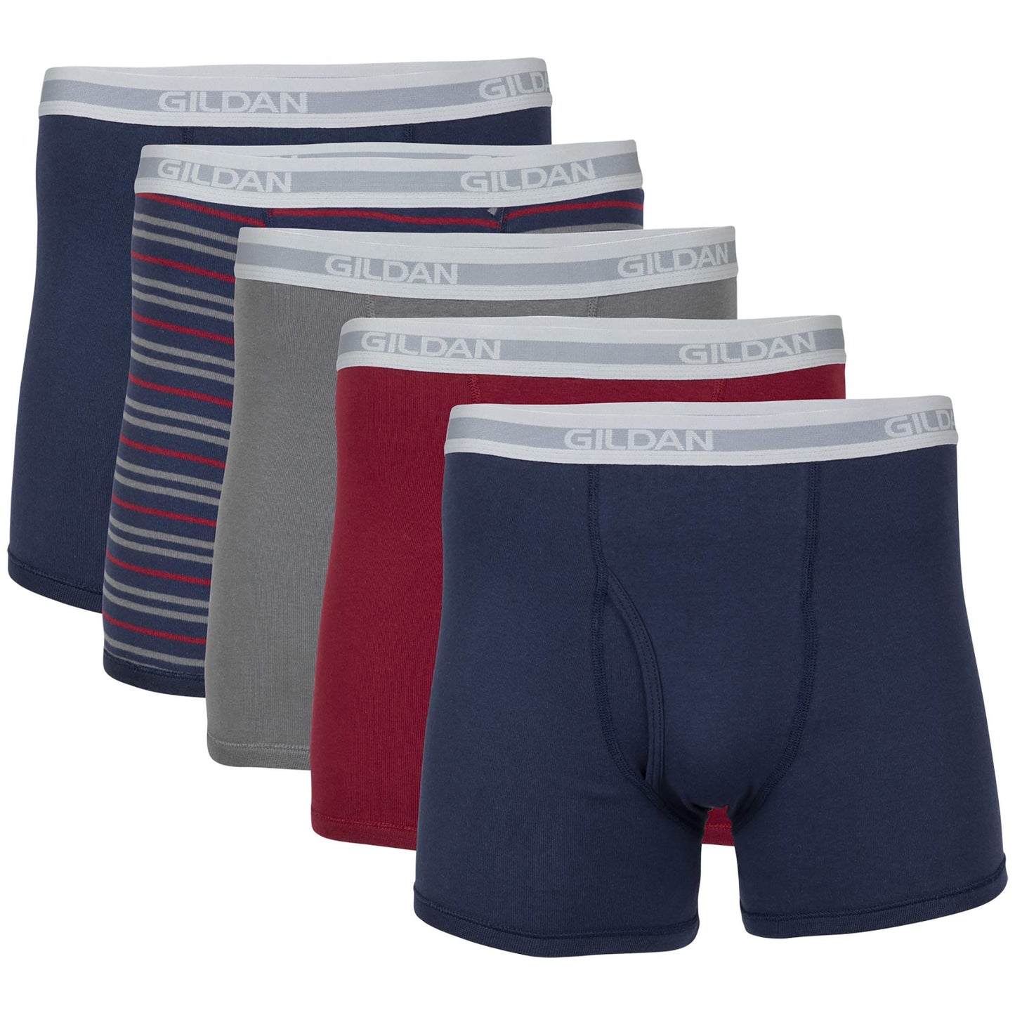 Gildan Men's Short Leg Boxer Briefs 5-Pack, Black/Royal/Charcoal/Stripe, Large (Colors May Vary) 🍁 All In One Marketplace Canada