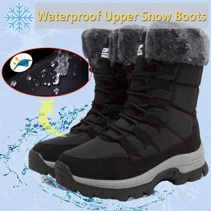 ziitop Womens Snow Boots, Women's Winter Boots, Fur Lined Warm Winter Boots, Lace up Warm Shoes, Mid Calf Snow Boots, Outdoor Anti-Slip Boots, Snow Boots Waterproof, Winter Walking Boots for Women 🍁 All In One Marketplace Canada