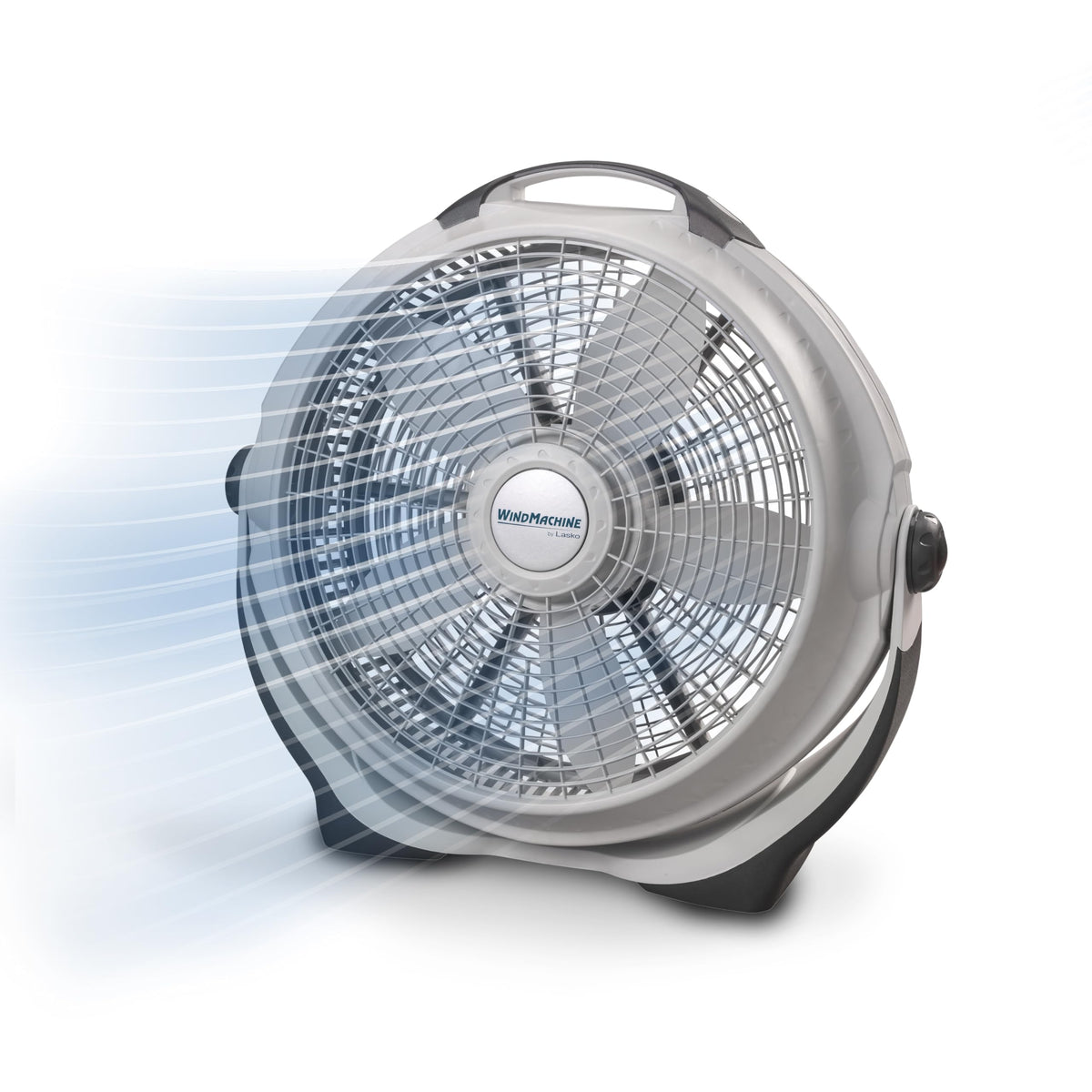 Lasko Wind Machine Air Circulator Floor Fan, 3 Speeds, Pivoting Head for Large Spaces, 20", Gray, 3300C